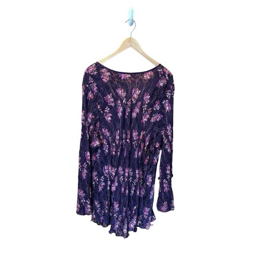 Vintage Women 3XL Blouse Purple Silk Burnout Velv… - image 7