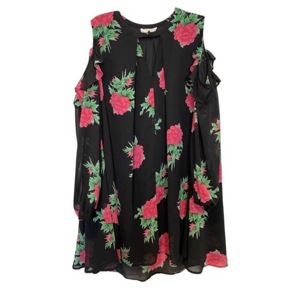 Umgee Women's XLarge Black Floral Cold Shoulder K… - image 1