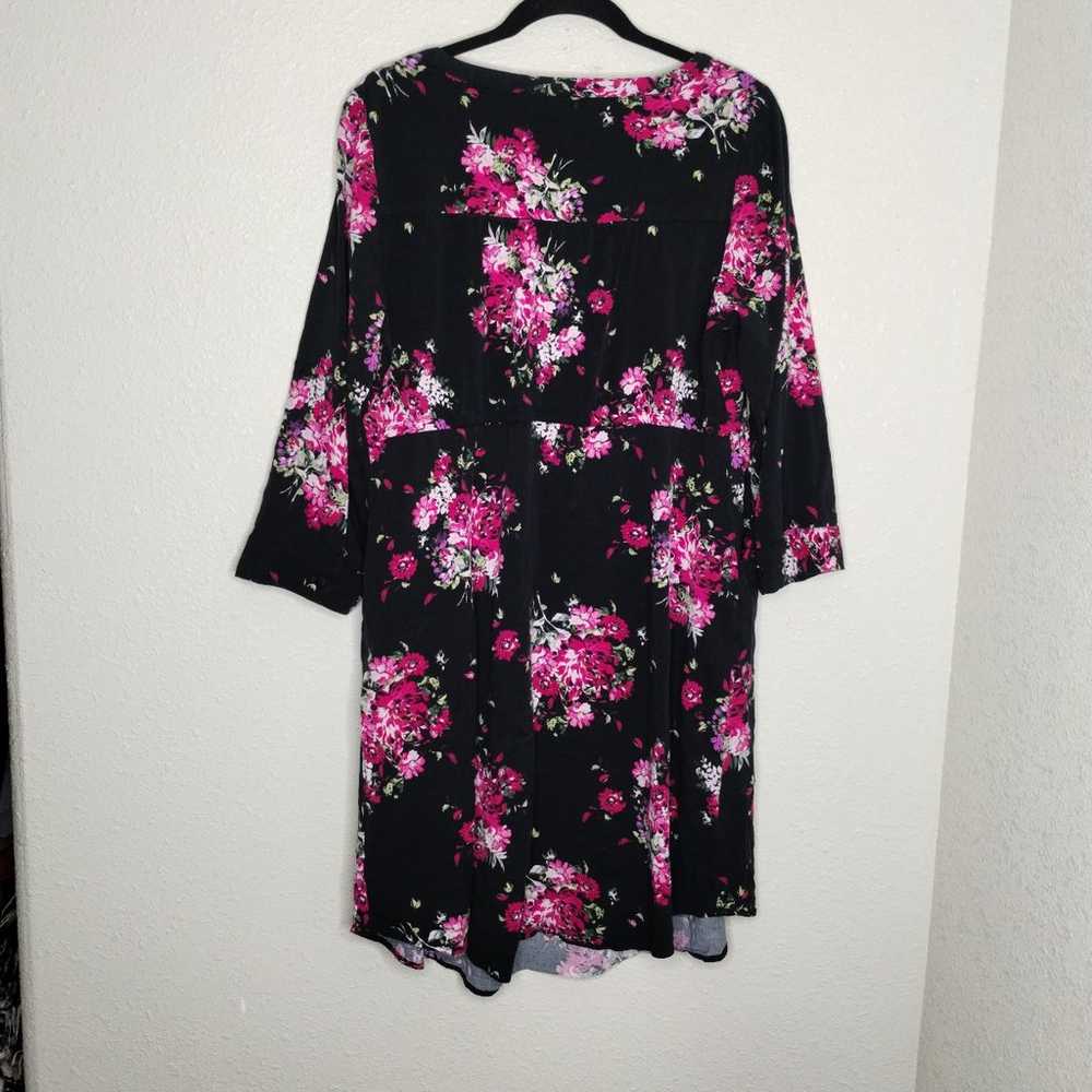 Torrid Black Floral Challis Zip-Front Shirtdress … - image 6