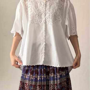 vintage lace puff sleeve blouse - image 1