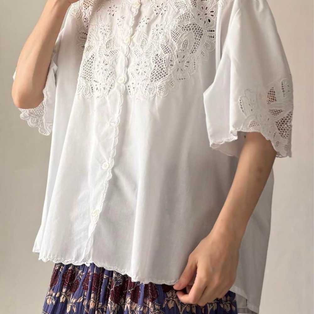 vintage lace puff sleeve blouse - image 2