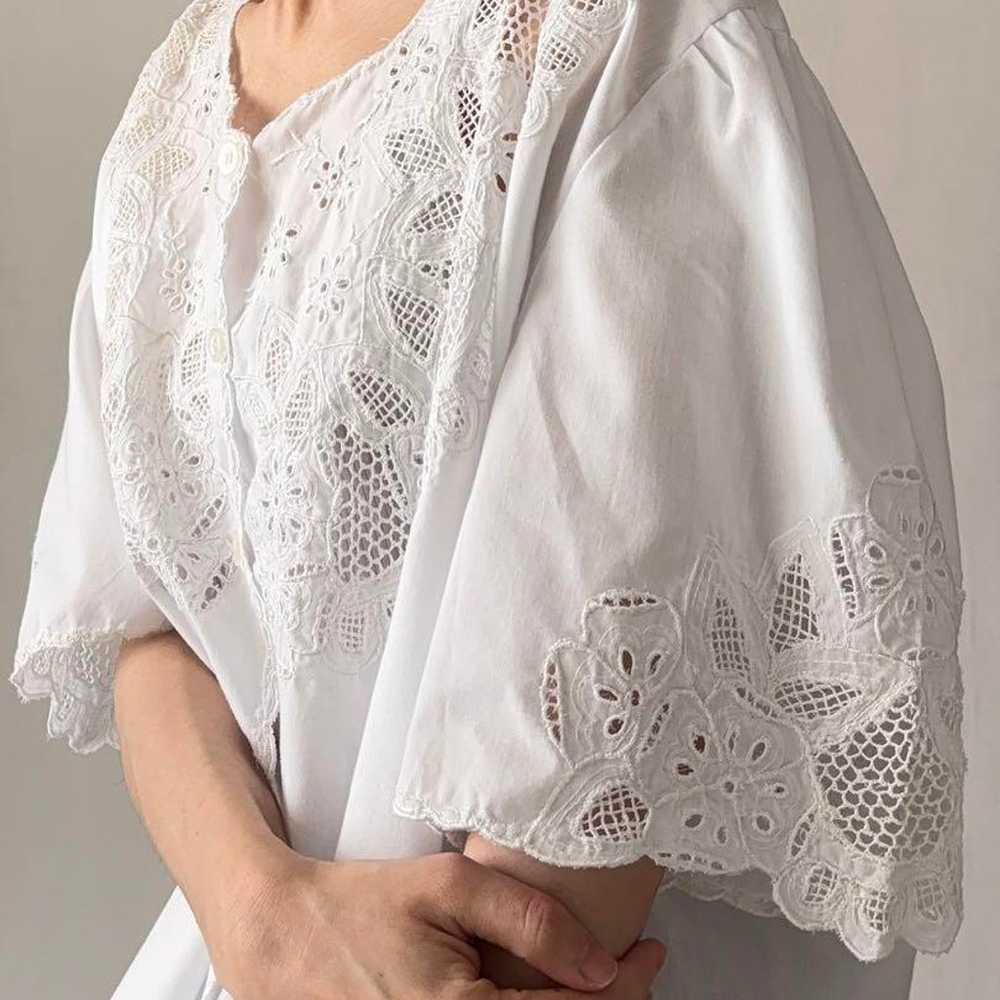 vintage lace puff sleeve blouse - image 3