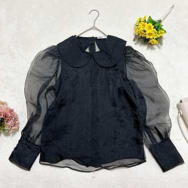 2590◆ZARA (XS) Sheer Long Sleeve Blouse Black Puf… - image 1