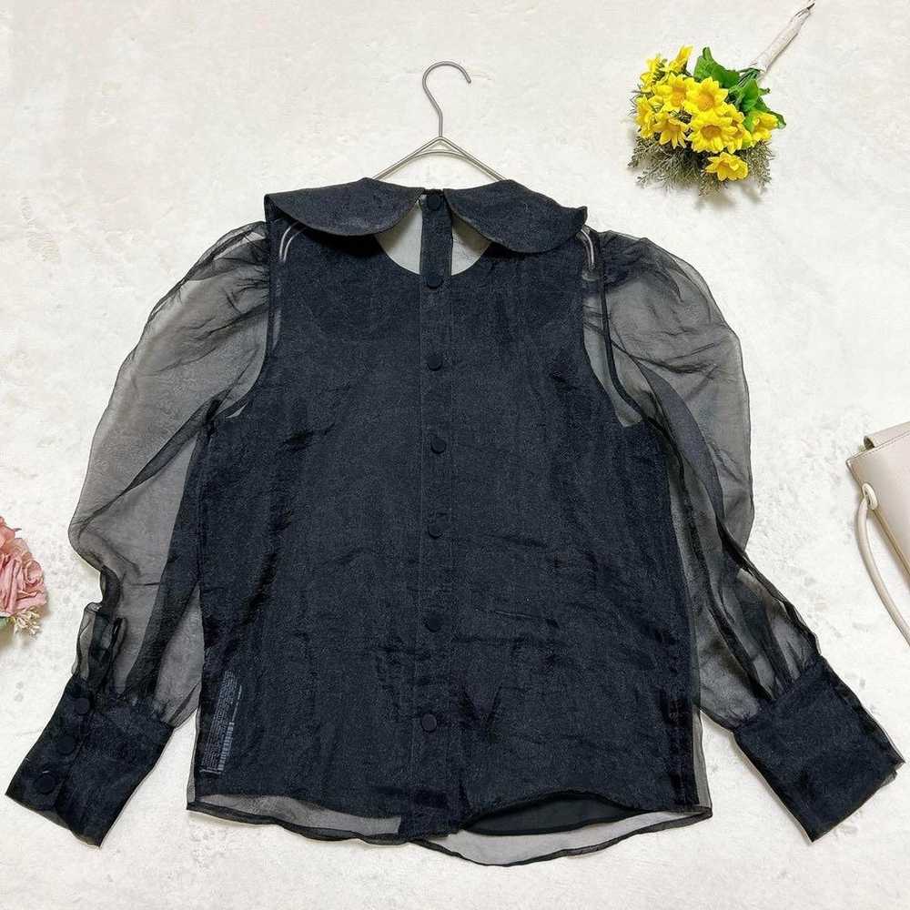 2590◆ZARA (XS) Sheer Long Sleeve Blouse Black Puf… - image 9