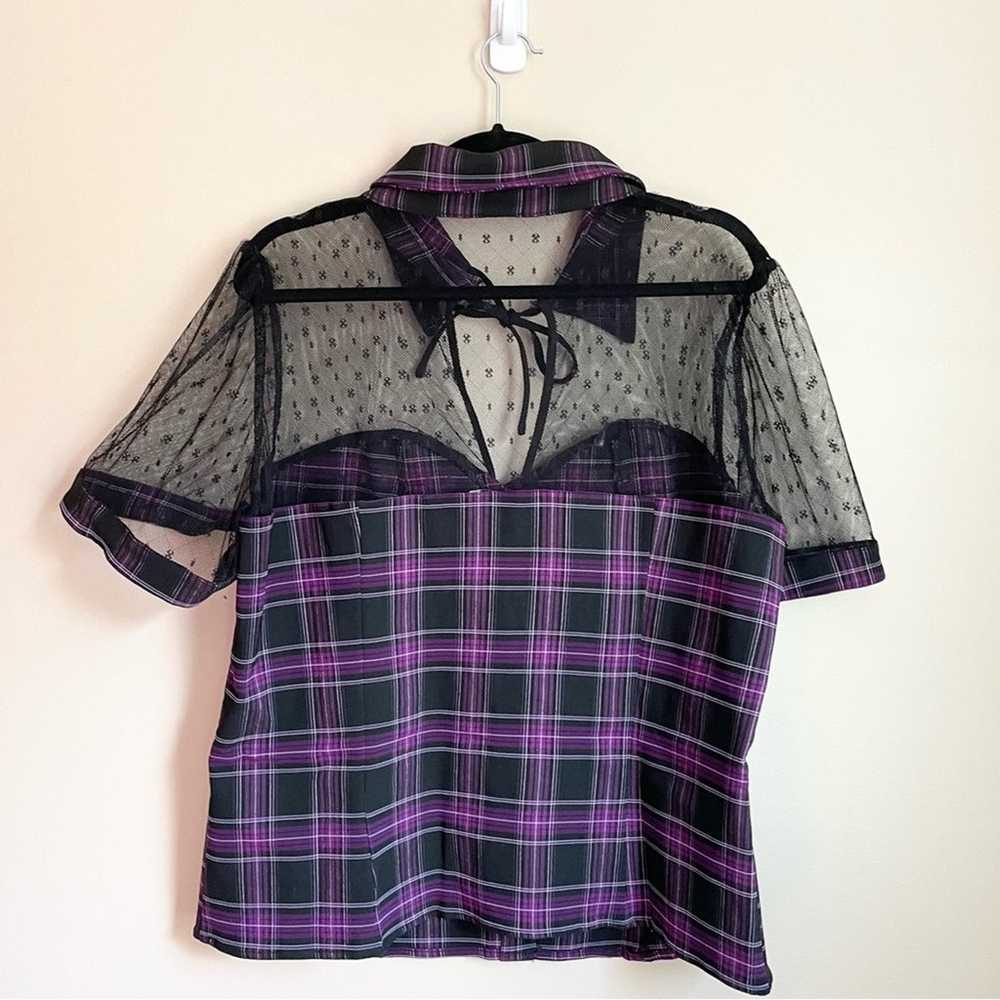 UNIQUE VINTAGE 1940s Purple Plaid Addison Blouse … - image 3