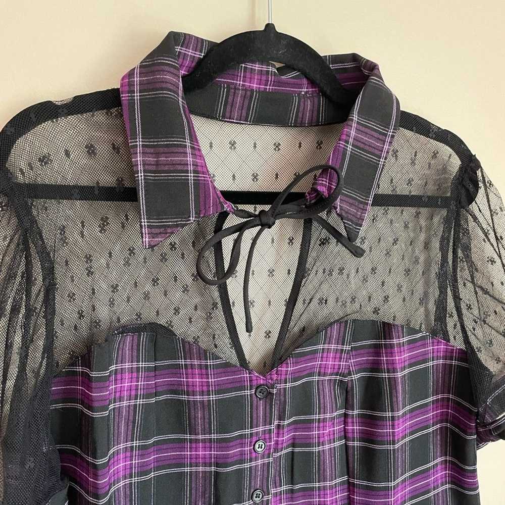 UNIQUE VINTAGE 1940s Purple Plaid Addison Blouse … - image 4