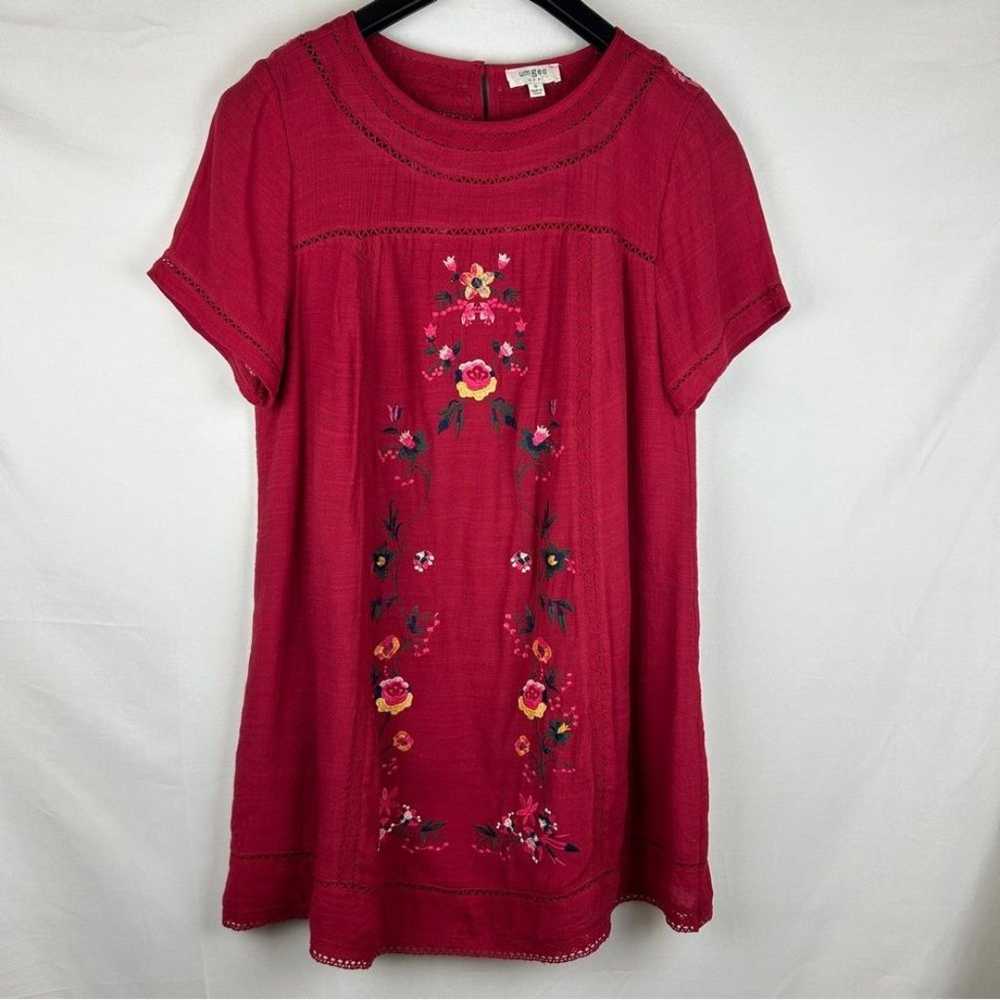 Umgee red embroidered floral cutout detail boho d… - image 1