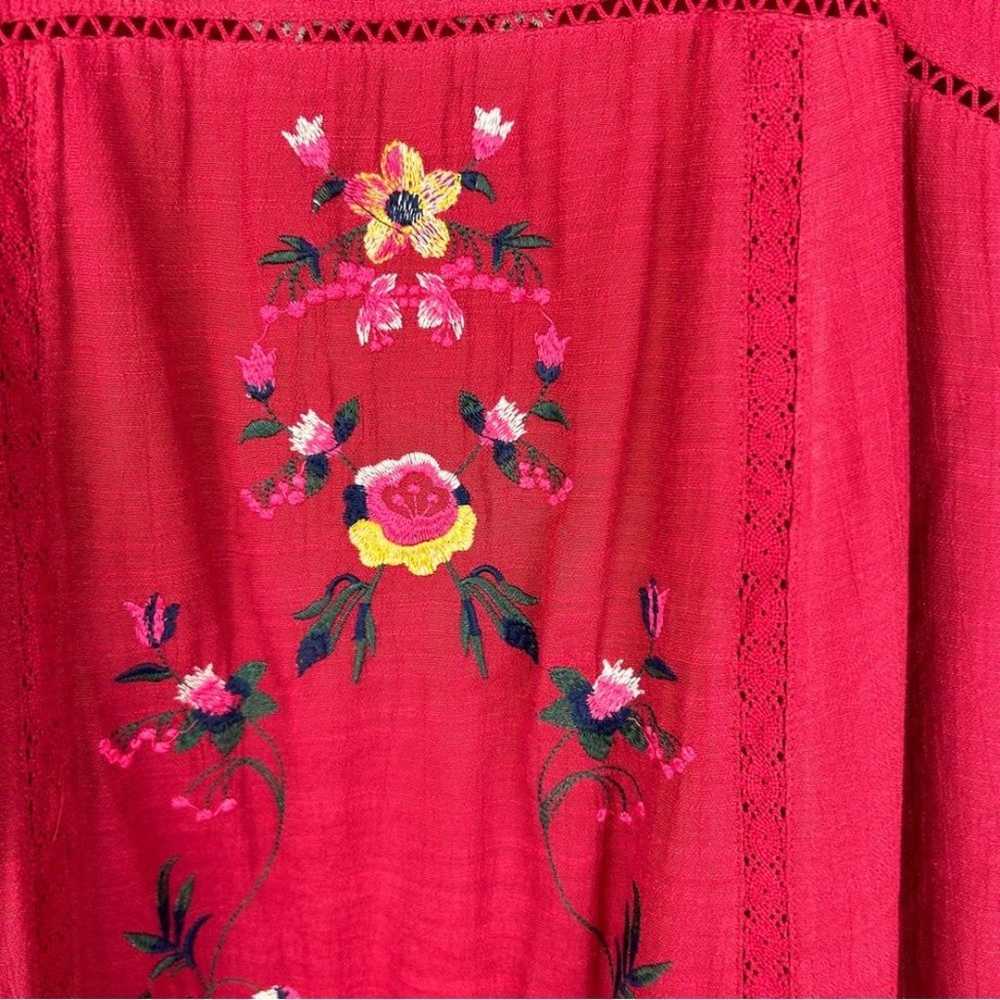 Umgee red embroidered floral cutout detail boho d… - image 4