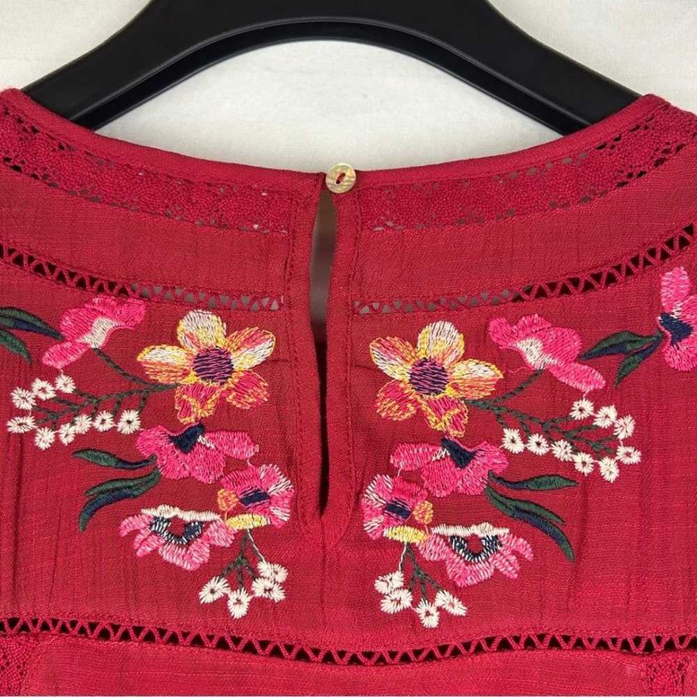 Umgee red embroidered floral cutout detail boho d… - image 8