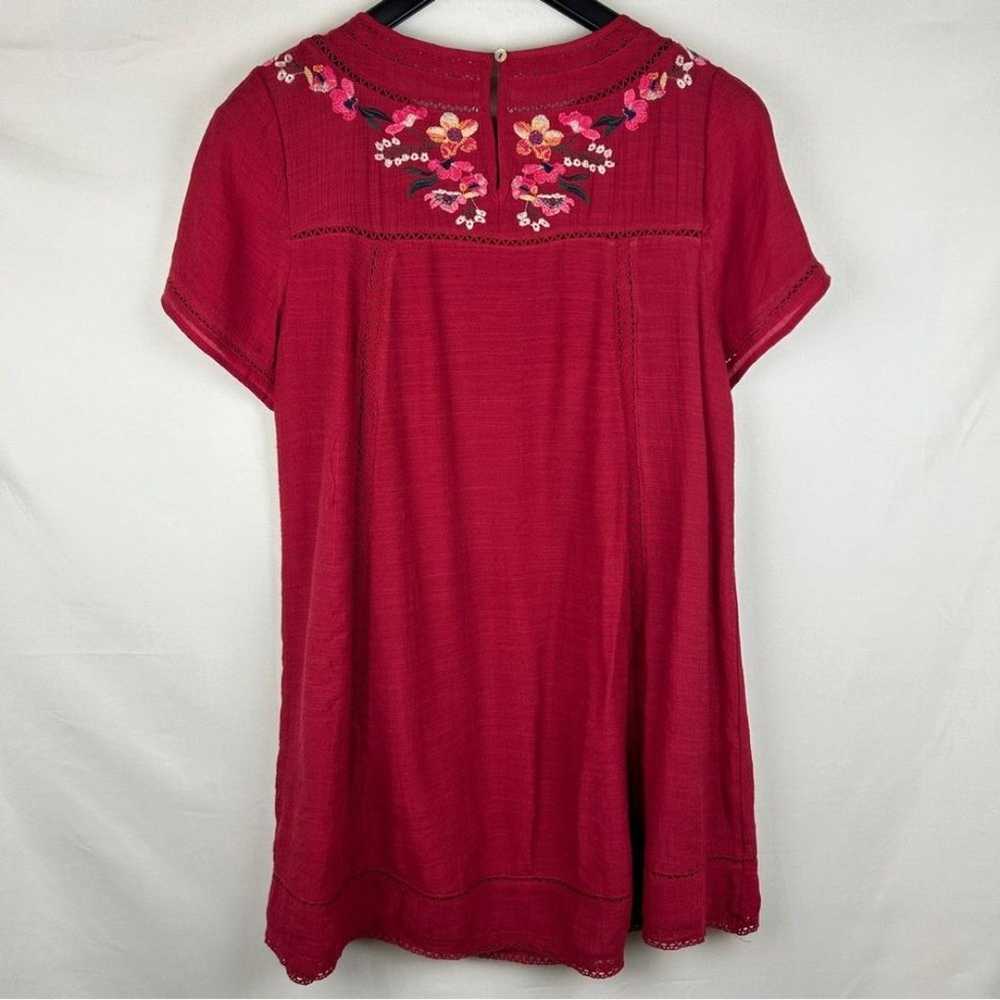 Umgee red embroidered floral cutout detail boho d… - image 9