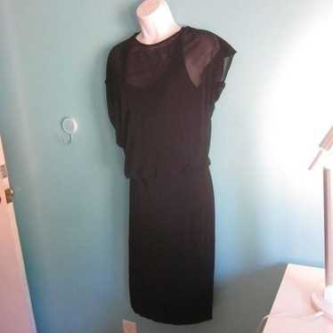 Velvet Brand Black Bodycon Tank Dress w/Overlay S