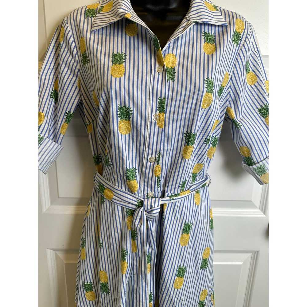 NWOT Chloe+Rene Cotton Pineapple Pinstripe Belted… - image 5