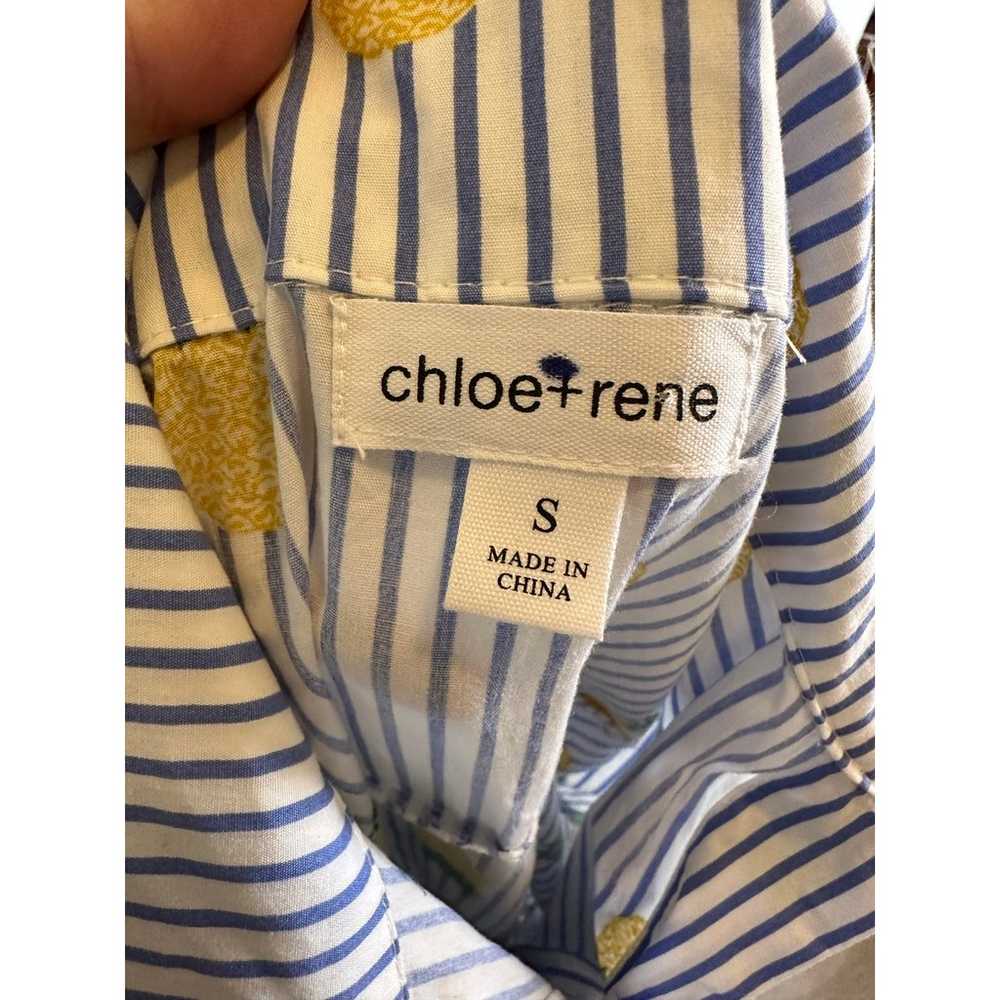 NWOT Chloe+Rene Cotton Pineapple Pinstripe Belted… - image 8