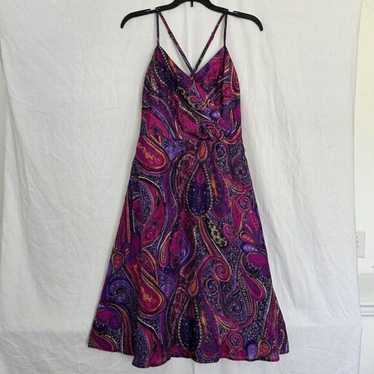 Trina Turk Womens 6 Purple Pink Paisley Print Deve