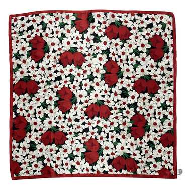 TALBOTS RED SCARF 100% SILK FLORAL 26"/26" EXCELLE