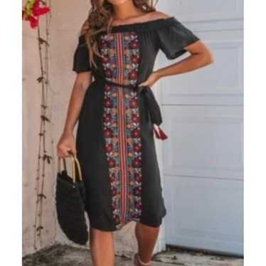 VICI Ladies Plum BOHO Embroidered Midi Off the Sh… - image 1