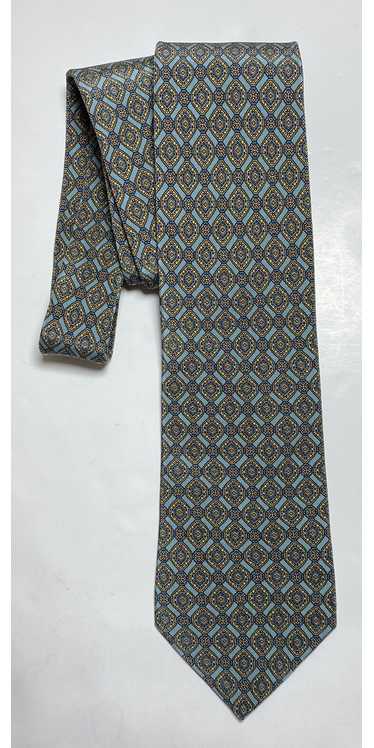 LOEWE BLUE TIE 100% SILK GEOMETRIC 56''/3'' EXCELL