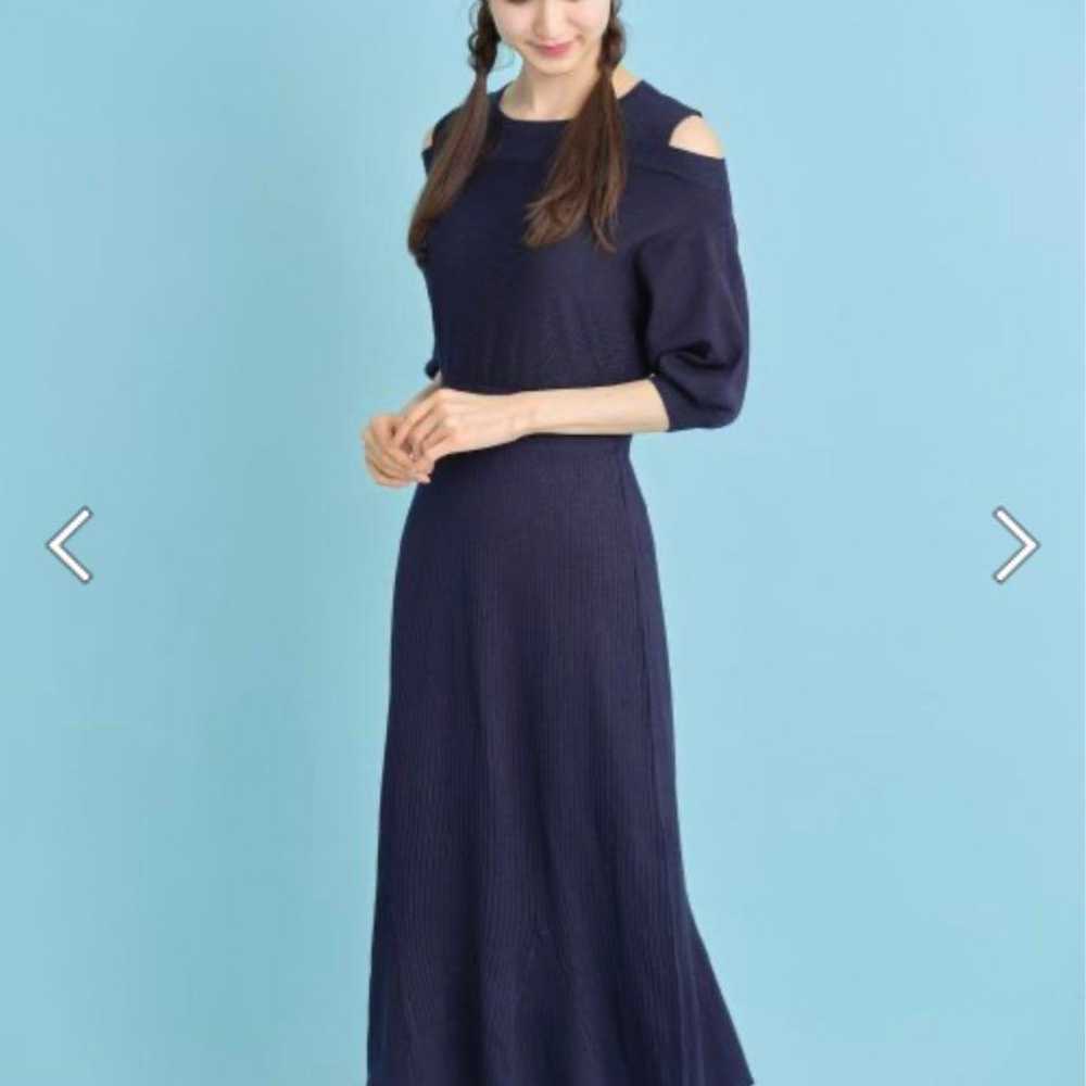 Tocco Closet Navy Knit Off-Shoulder Dress - image 1