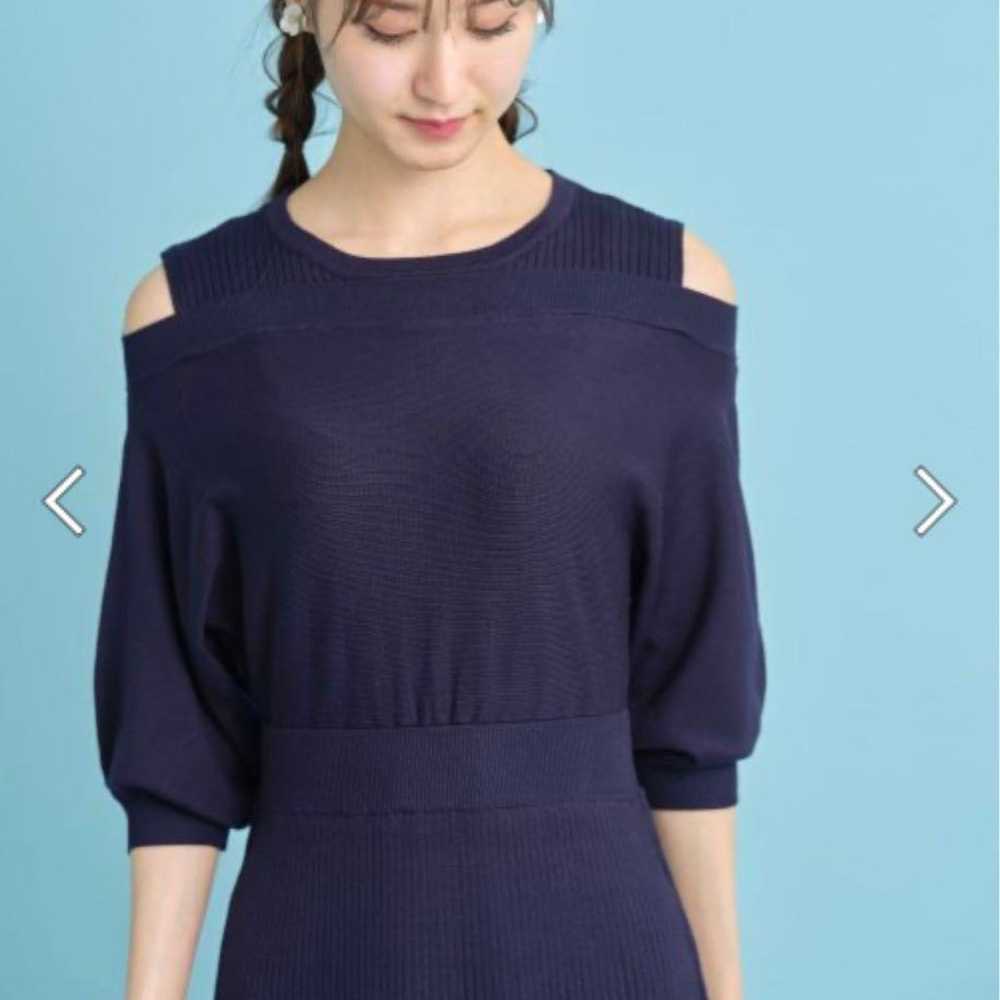 Tocco Closet Navy Knit Off-Shoulder Dress - image 2