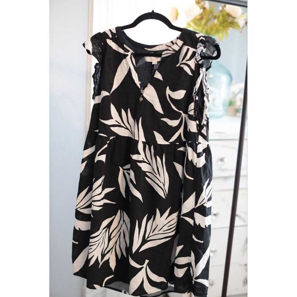 Ann Taylor LOFT Black & White Palm Leaf Print Res… - image 4