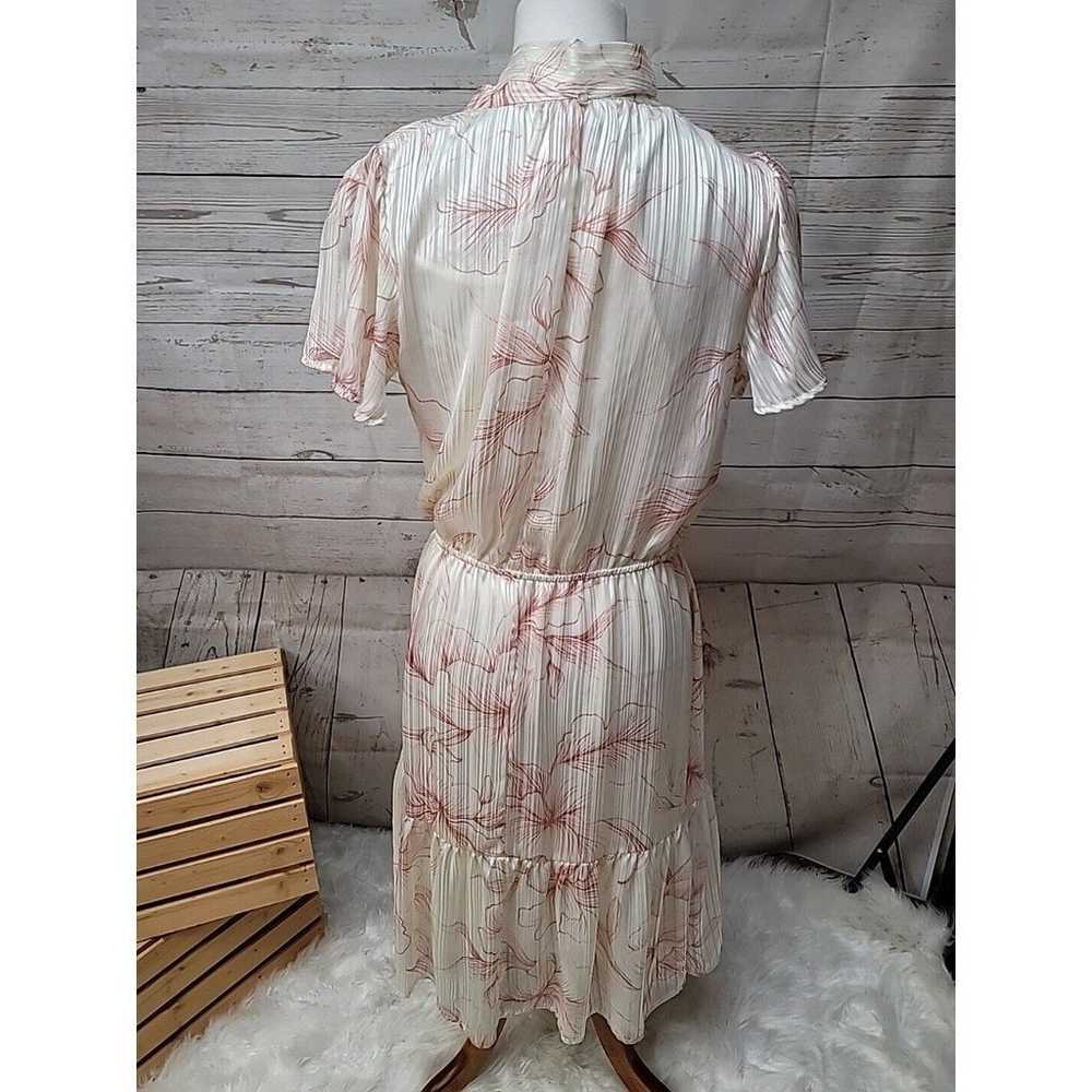 Women’s Floral Ruffle Dress Size M Necktie Sheer … - image 2