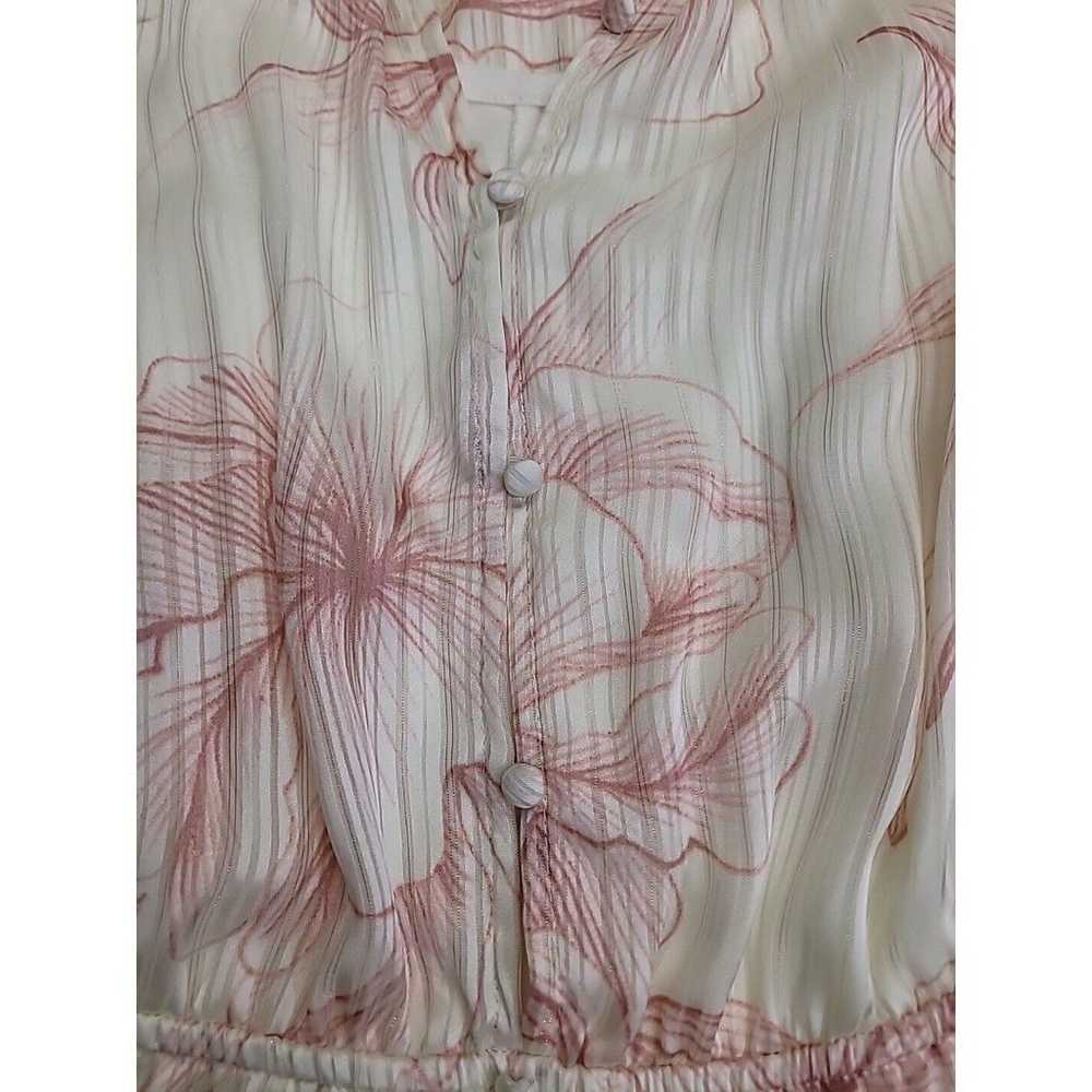 Women’s Floral Ruffle Dress Size M Necktie Sheer … - image 7