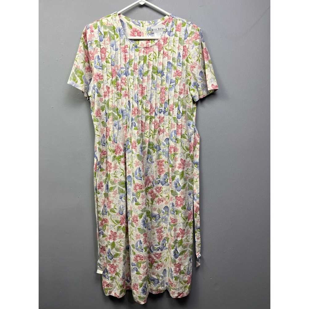 Miss Dorby Dress Womens Size 12 Linen Pink Floral… - image 1