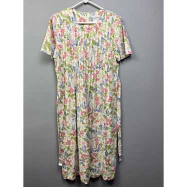 Miss Dorby Dress Womens Size 12 Linen Pink Floral… - image 1