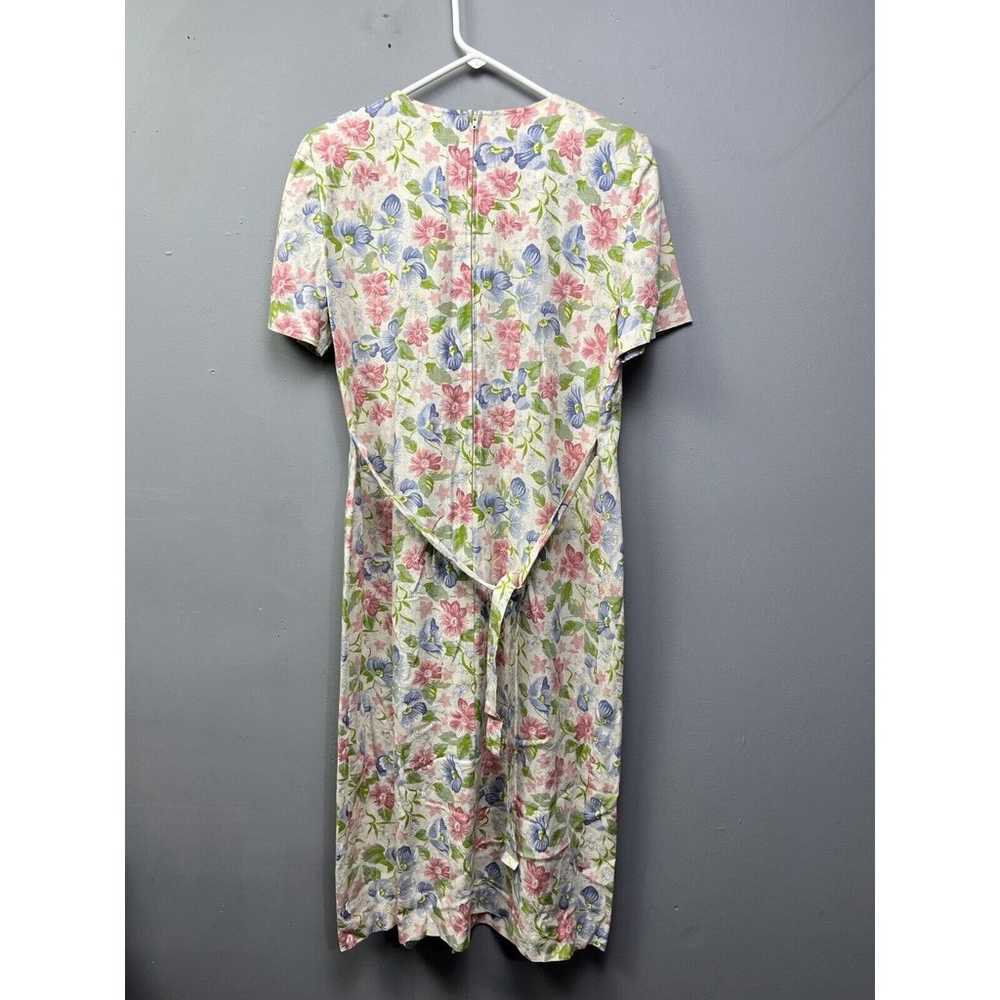 Miss Dorby Dress Womens Size 12 Linen Pink Floral… - image 2