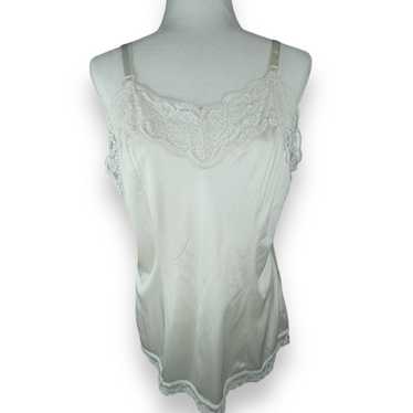 Vintage Lace Camisole Slip Top Large Nylon Satin … - image 1