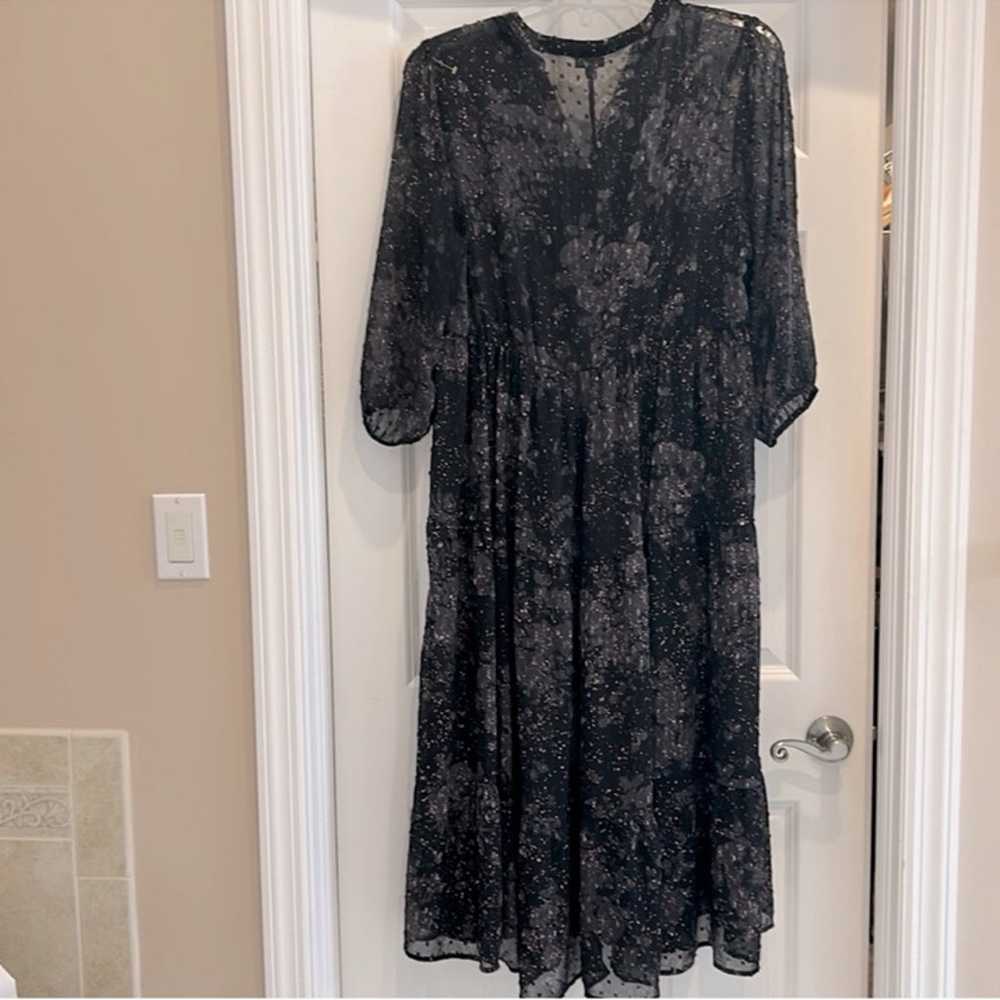 TORRID Sheer black dress gray floral print & rose… - image 3