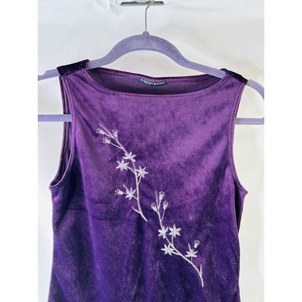 Vintage 90s Womens Small Velour Floral Sleeveless… - image 2