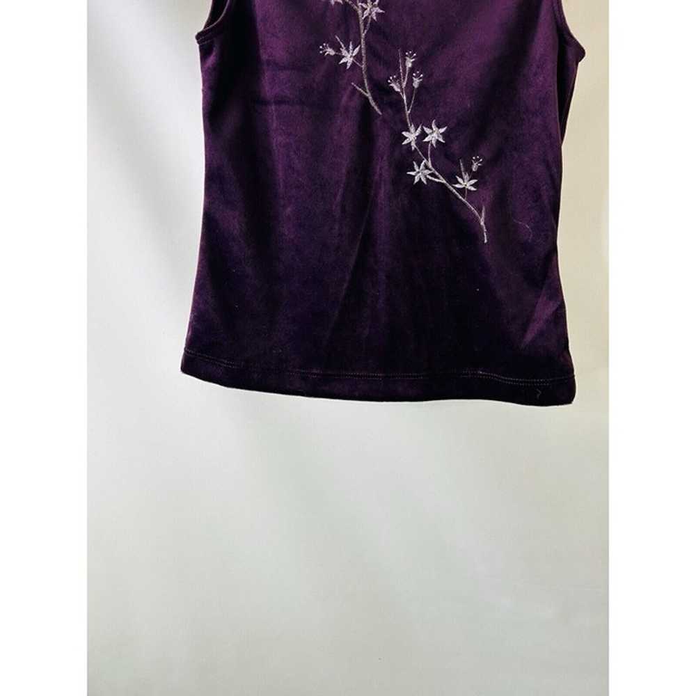 Vintage 90s Womens Small Velour Floral Sleeveless… - image 3