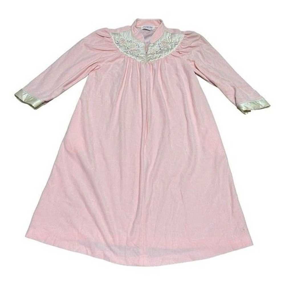 Vanity Fair Pink Nightgown Floral Embroidered Vin… - image 2