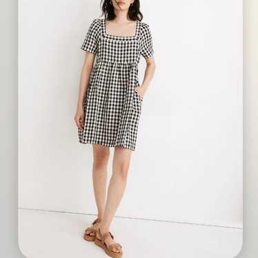 Madewell Linen Blend Allie Mini Dress in Gingham C