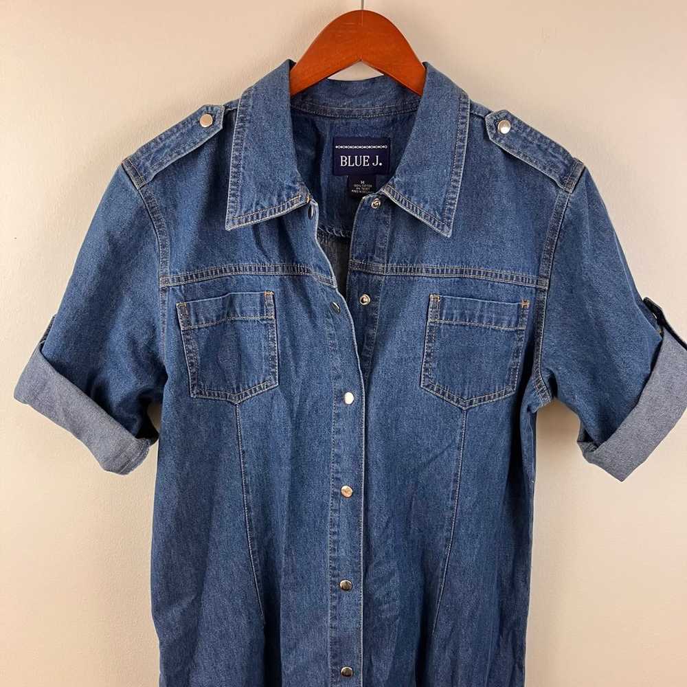 VTG Denim M Midi Shirt Dress Short Sleeve Western… - image 5