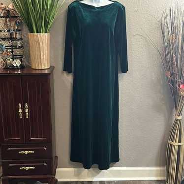 #484 Coldwater Creek, Christmas green velvet maxi 