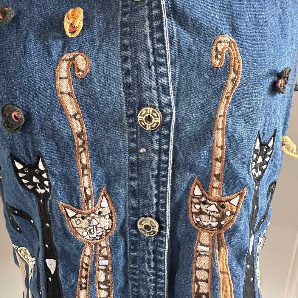 Vintage 90s/Y2K Cat Denim Vest size M - image 7