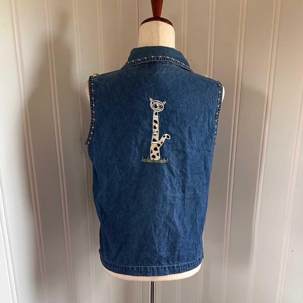 Vintage 90s/Y2K Cat Denim Vest size M - image 8