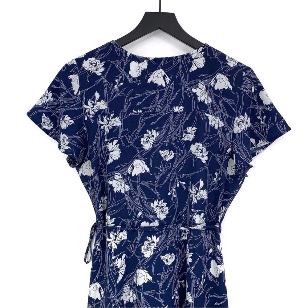 LEITH Wrap Midi Dress Navy Blue White Floral M - image 10