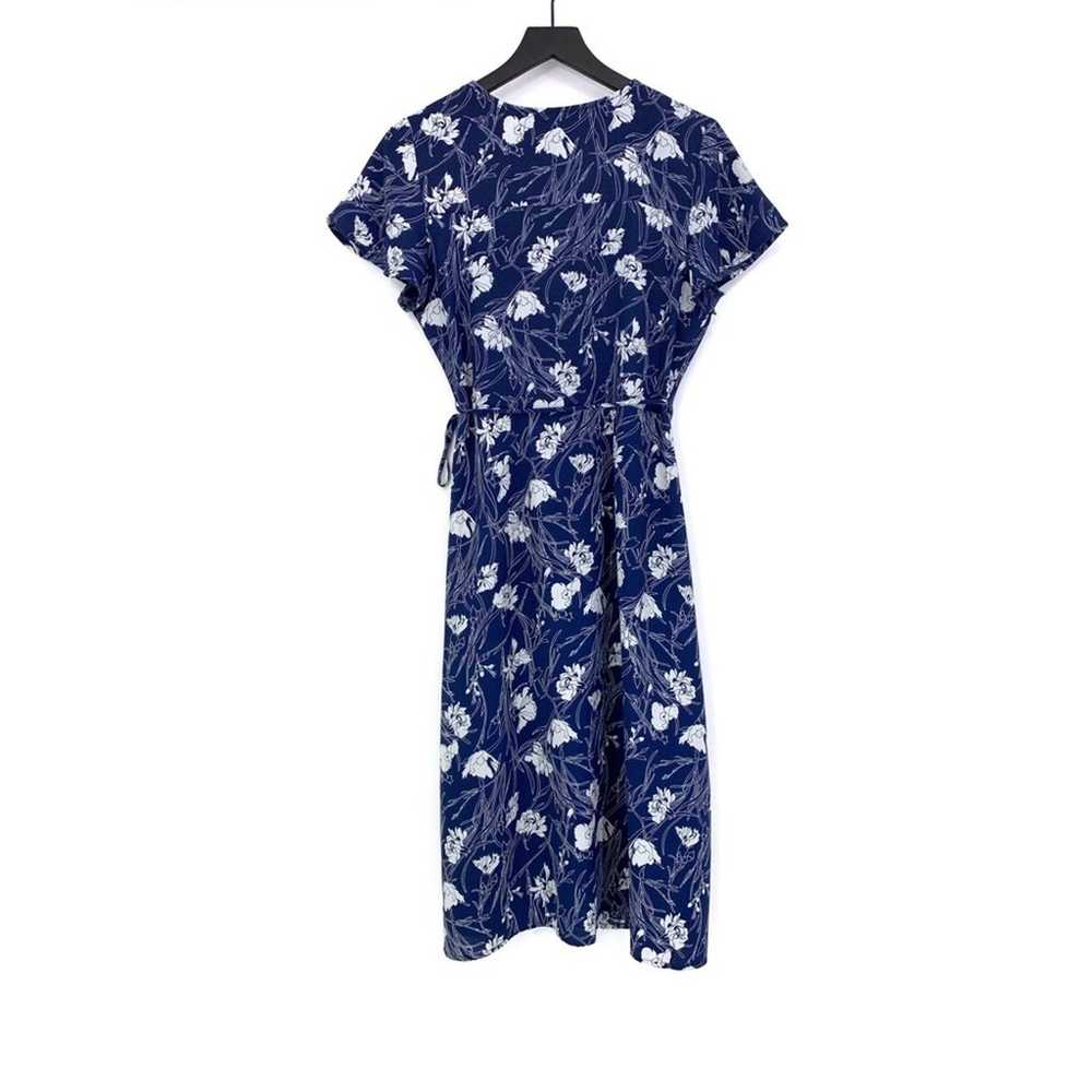 LEITH Wrap Midi Dress Navy Blue White Floral M - image 9