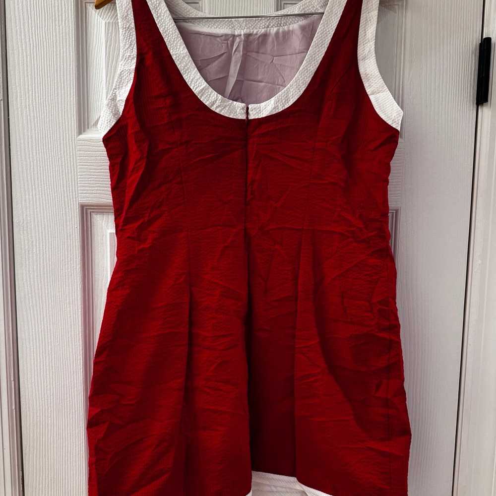 Lauren James red and white seersucker dress sz la… - image 4