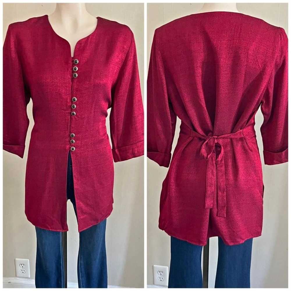 vintage red button tunic lagenlook kurta ethnic t… - image 1