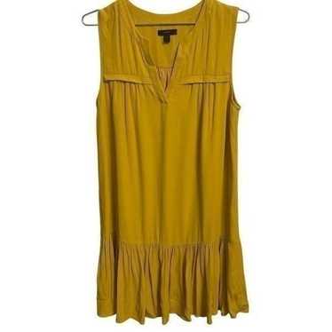 J Crew Mustard Yellow Ruffle-hem Sheath Shift Dres