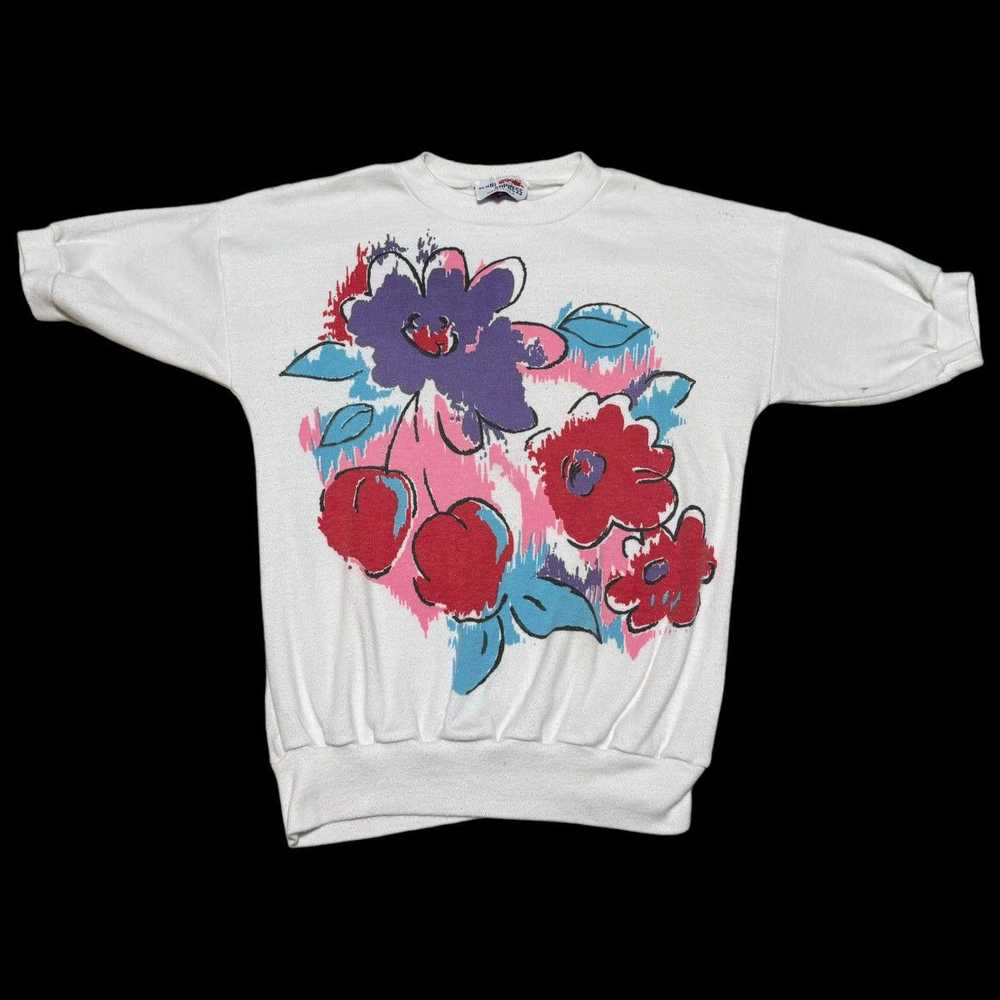 Vintage Vintage 90s Slow Express Flowers Art Swea… - image 1