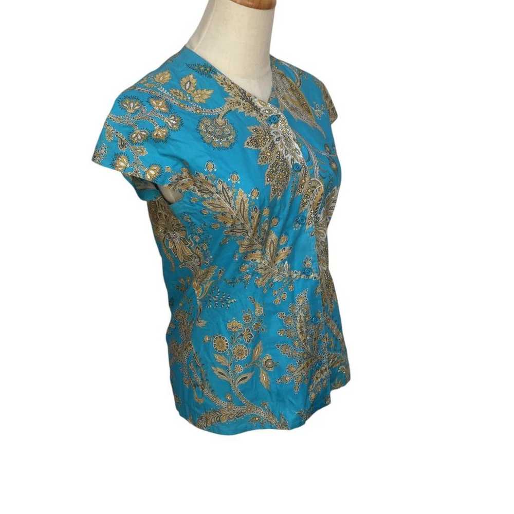 Atelier Mari V-neck Paisley Pattern Ethnic French… - image 5