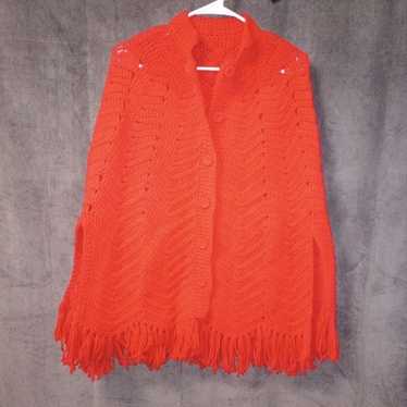 50’s Crocheted Vintage Off White Bubble Knit Button Front Cape store Poncho OS