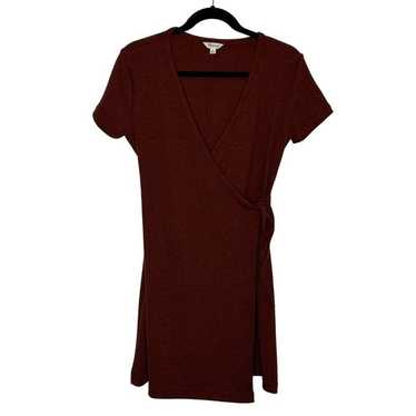 Madewell Ribbed Knit Wrap Dress Size M Rust Brown… - image 1