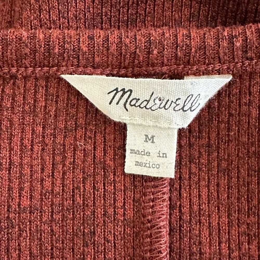 Madewell Ribbed Knit Wrap Dress Size M Rust Brown… - image 6