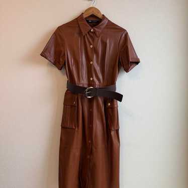 ZARA Faux Leather Dress Camel